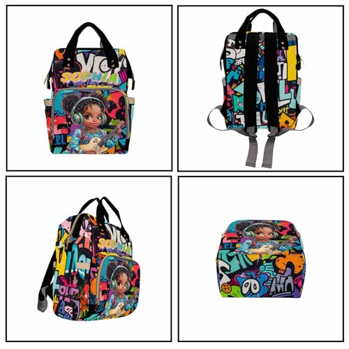 Custom Diaper Bag for Girls Personalized Diaper Bag Backpack &Insulated Water Bottle with Name Custom Monogram Baby Travel Bag Nursing Diaper Mommy Backpack with Adjustable Shoulder Straps Nappy Bag - color: Design 05