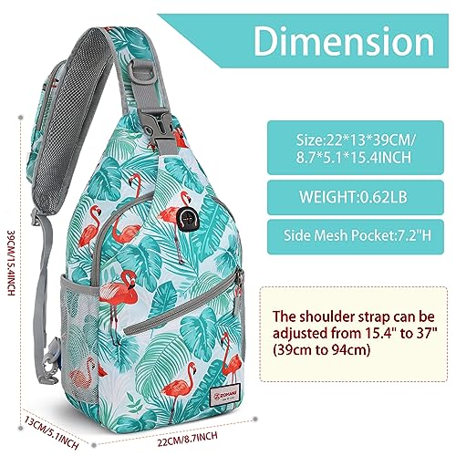 ZOMAKE Sling Bag,Small Crossbody Sling Backpack,Water Resistant Shoulder Daypack for Travel,Anti Thief Chest Bag for Hiking(Flamingo Blue) - color: Flamingo Blue