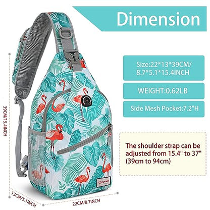 ZOMAKE Sling Bag,Small Crossbody Sling Backpack,Water Resistant Shoulder Daypack for Travel,Anti Thief Chest Bag for Hiking(Flamingo Blue) - color: Flamingo Blue