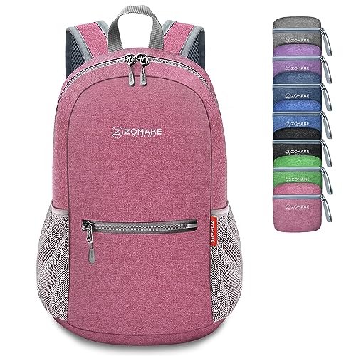 ZOMAKE 10L Lightweight Packable Hiking Backpack, Small Travel Hiking Daypack for Women Men Tear Resistant Foldable Day Pack for Camping Outdoor Sports(Pink) - color: Pink