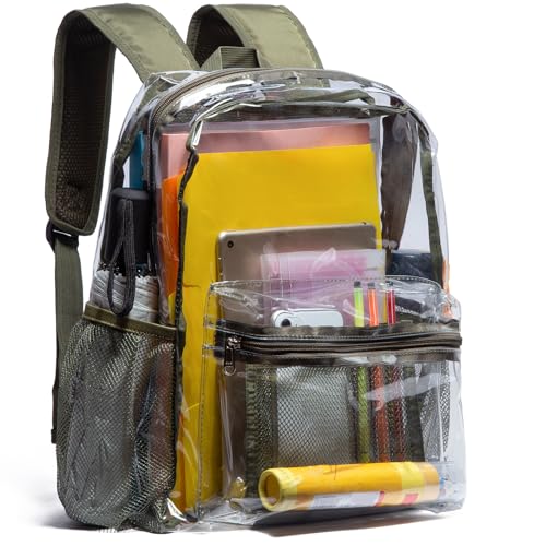Vorspack Clear Backpack Heavy Duty PVC Transparent Backpack with Reinforced Strap for College Workplace | Heavy Duty - color: Green