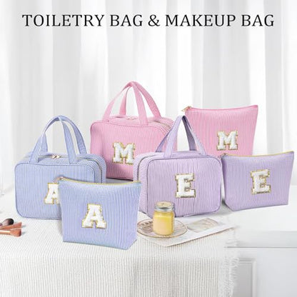 YOOLIFE Travel Toiletry Bag for Women - Hanging Toiletry Bag, Large Capacity Personalized Makeup Pouch, Travel Essentials - Letter D, Blue - color: Blue, style: D