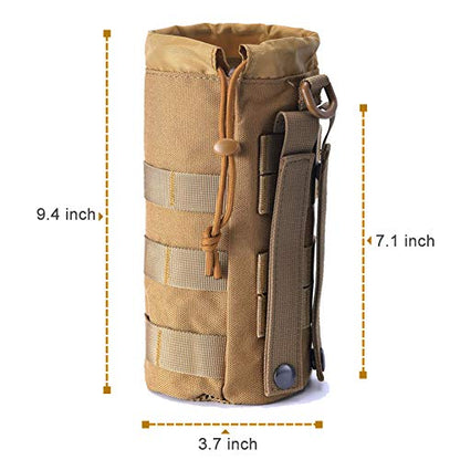 Upgraded Sports Water Bottles Pouch Bag, Tactical Drawstring Molle Water Bottle Holder Tactical Pouches, Travel Mesh Water Bottle Bag Tactical Hydration Carrier - color: Tan-2Pack