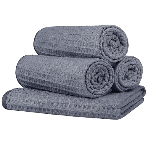 HOMEXCEL 4 Pack Microfiber Gym Towels Grey Fitness Towels Ultra Soft, Highly Absorbent and Quick Dry Towel for Gym, Shower, Hotel, Spa 15 x 25 Inch - color: Grey