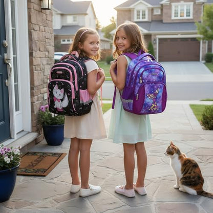 Cusangel Backpack for Girls Boys School Bookbags Kindergarten Elementary Lightweight Waterproof Multifunctional Large Capacity for Backpack (16 inch cat Fun Prints) - color: Black Cat 16in