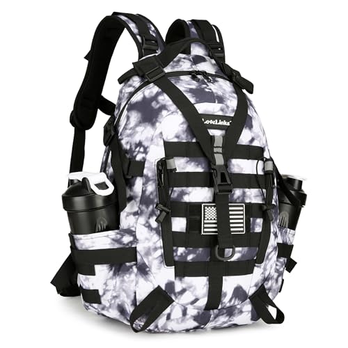 Lovelinks21 25L Tactical Backpack Hiking Daypacks Outdoor Military Molle Bag EDC Rucksack Motorcycle Backpack for Camping - color: Black&white