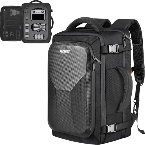 PEKREWS Mini 5 Pro Case, Expandable Carry On Bag for DJI RC 2/ RC-N3 Controller, Large Capacity Mini 5 Pro Backpack Fits 17.3 Inch Laptop and Fly More Combo, Travel Drone Carrying Case for Accessories