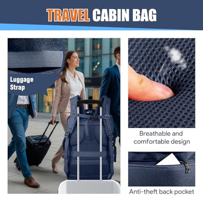 Expandable Carry On Backpack 45L, Large Travel Weekender Bag with Waterproof Wet Pocket, Anti-Theft TSA 18 Inch Laptop Rucksack for Men Women Flight Approved Business, Blue - color: Blue, size: XX-Large
