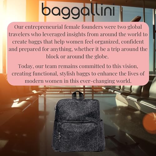 Baggallini Women's Carryall Packable Backpack, Midnight Blossom - color: Midnight Blossom