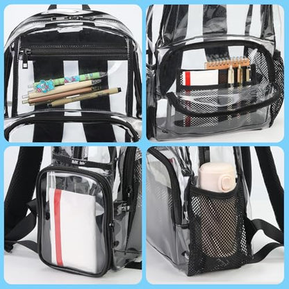 18Inches XLarge Clear Backpack - Transparent Bookbag for School Stadium TSA Approved Heavy Duty Big Clear School Backpack - size: X-Large