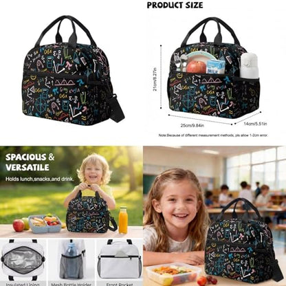 Math Backpack for Boys Kids School Backpacks with Lunch Box Water Bottle Holder and Pencil Case 4 in 1 Kindergarten Backpack for Boys School Bags with Adjustable Straps 17 Inch - color: Math