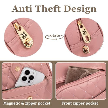Montana West 3Pcs Anti Theft Backpack Purse for Women Small Quilted Backpack Set - color: Z-3pcs Pink