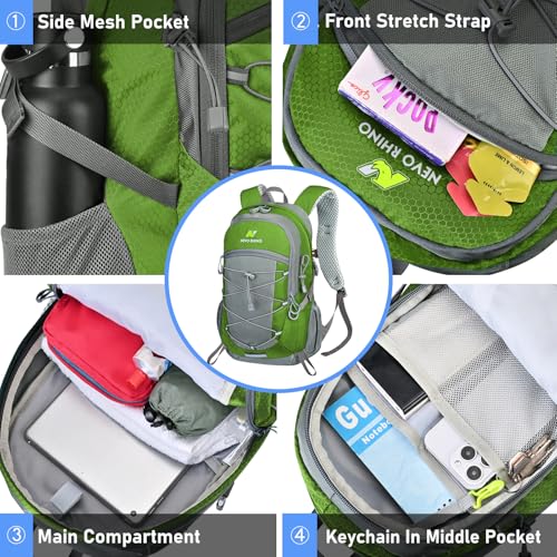 N NEVO RHINO Hiking Backpack 20L Water Resistant Outdoor Day Pack,Lightweight Travel Small Backpack for Men Women - color: Armygreen