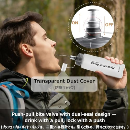 Azarxis TPU Soft Flask Collapsible Water Bottle Running Folding Gel Water Reservoir Handheld for Hydration Pack Hiking Cycling Climbing Jogging Marathon Trail Race - color: #04 White - 250ml - 2-pack