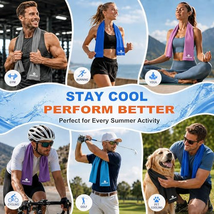 YQXCC 2 Pack Cooling Towels (47"x12"), Ice Cool Neck Towel, Soft Breathable Microfiber for Yoga, Golf, Gym, Running, Camping & Hot Weather - color: Dark Gray/Light Gray