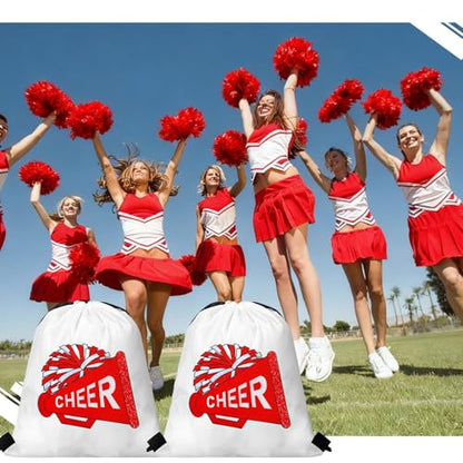 Kacctyen 24 Pcs Cheer Drawstring Backpack Cheer Team Gift Cheerleader Drawstring Gym String Bag Sports Party Favor(Red) - color: Red