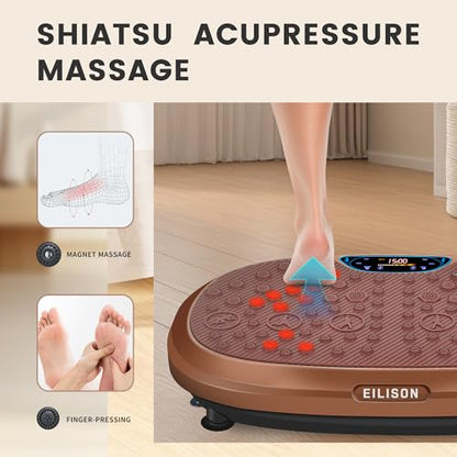 EILISON FitMaxx 3D XL Vibration Plate Exercise Machine - Whole Body Workout Vibration Platform w/Loop Bands - Lymphatic Drainage Machine for Weight Loss, Shaping, Recovery
