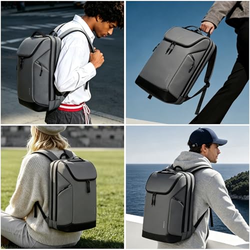 FUTURE AESTHETICS Business Commute Backpack for Men and Women, Waterproof 15.6 Inch Laptop Backpack, Durable Flight-Approved Travel Backpack for Work/College,Grey - color: Grey