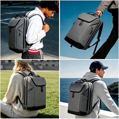 FUTURE AESTHETICS Business Commute Backpack for Men and Women, Waterproof 15.6 Inch Laptop Backpack, Durable Flight-Approved Travel Backpack for Work/College,Grey - color: Grey