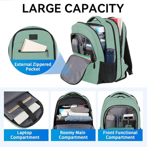 MATEIN Laptop Backpack for Girls Teen, Expandable School Backpack 15.6 inch - color: Cyan, size: 15.6 inch