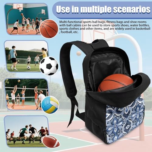 Basketball Backpack With Separate Ball Compartment And Shoes Fit Basketball Volleyball Football - color: Geometric Florals
