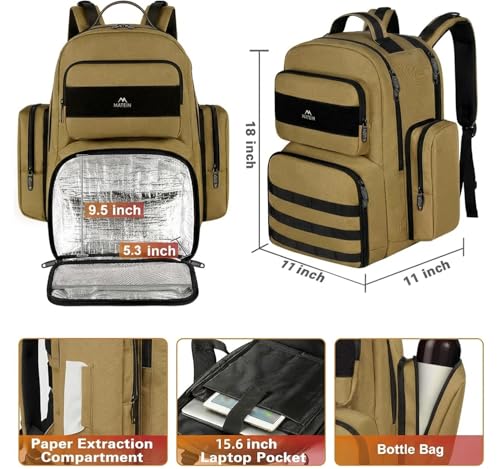 MATEIN Lunch Backpack for Men, 15.6 Inch Travel Laptop Backpack | Insulated Cooler Bag, Lunch box Rucksack, Extra Large Water Resistant College Work Computer Daypack, Gifts for Men - color: Brown