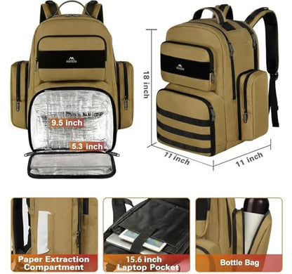 MATEIN Lunch Backpack for Men, 15.6 Inch Travel Laptop Backpack | Insulated Cooler Bag, Lunch box Rucksack, Extra Large Water Resistant College Work Computer Daypack, Gifts for Men - color: Brown