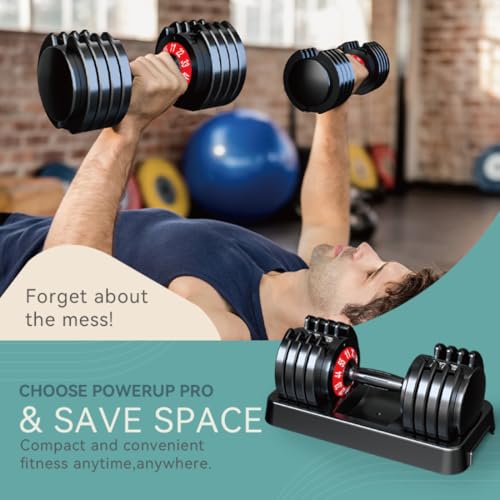 Adjustable Dumbbell Set of 2, 110lbs/50lbs Free Weights Dumbbell Set, 5-in-1/10-in-1 Quick-Lock Hand Weights, 25lbs/55lbs Pair with Anti-Slip Texture Handle, Weight Set For Home Gym Suit both Men and Women - color: Red 55LB Set of 2（Round）5 in 1