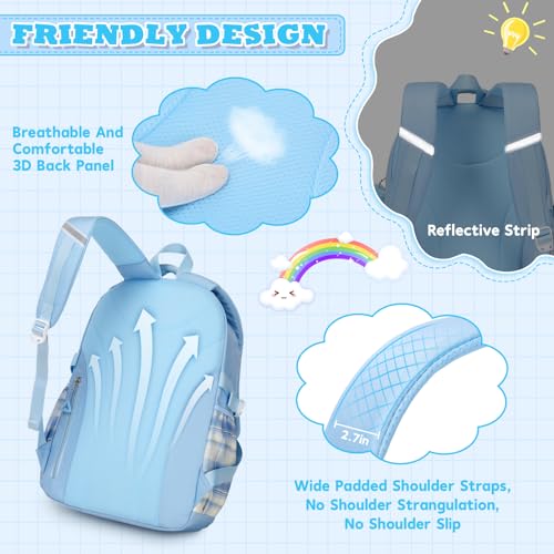 MUSEVOS Girls Backpack, Ideal School Backpack for Girls from Elementary to Teen Years, Kawaii Bookbag Cute Large Capacity - color: A-blue