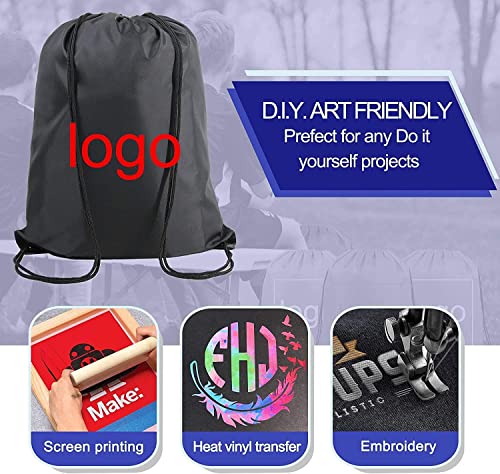 BeeGreen Black and Royal Drawstring Backpack Bags Bulk 2 Pack X-Large 22.4" L x 17.5" W Sports Cinch Sack Gym String Bags Machine Washable Heavy Duty for Men Women - color: Black Royal