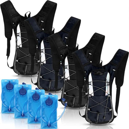 Sadnyy 4 Pack Hydration Backpack with 2l Water Bladder Lightweight Adjustable Reflective Hydration Pack for Outdoor Thicken Water Backpack Hiking Essential for Men Running, Cycling