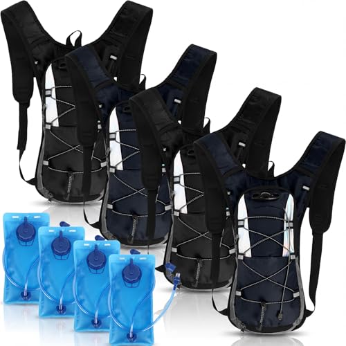 Sadnyy 4 Pack Hydration Backpack with 2l Water Bladder Lightweight Adjustable Reflective Hydration Pack for Outdoor Thicken Water Backpack Hiking Essential for Men Running, Cycling