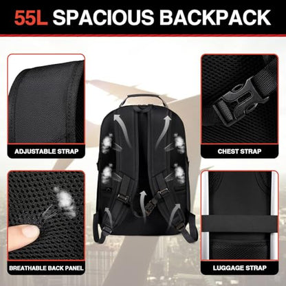 Z-MGKISS Extra Large Travel Laptop Backpack,XXXL Gaming Backpack, 18.4 inch TSA Friendly College Daypack Big Capacity Heavy Duty Business Suitcase Daypack Bag Port for Men/Women-Black - color: Black-2