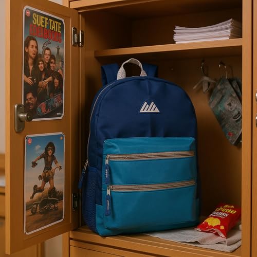 Summit Ridge Colorful Big Backpack for School Kids, Multi Pocket Backpack for Elementary, Middle School Girls, Boys with Padded Straps (Ocean/Blue) - color: Ocean/Blue