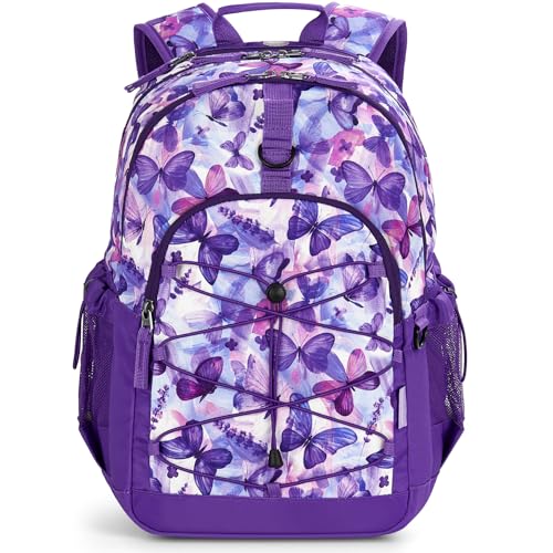 Choco Mocha Butterfly Backpack for Teen Girls, Travel School Backpack for Girls Middle School Large Bookbag 18 Inch, Purple - color: Butterfly-purple