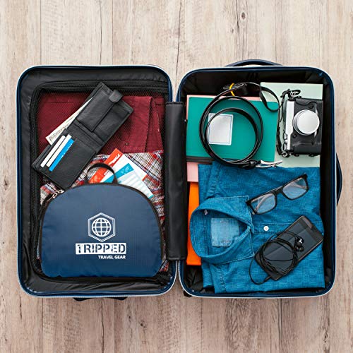 TRIPPED Travel Gear Traveling Backpack- Foldable collapsible lightweight backpack for travel (Blue) 35 liters - color: Deep Blue Sea