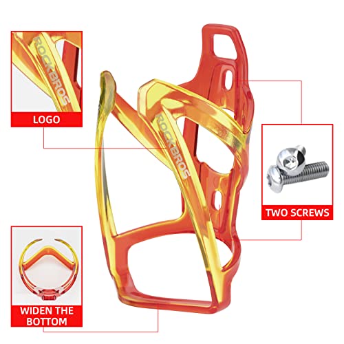 ROCKBROS Bike Water Bottle Holder Ultra-Light Bicycle Bottle Cages with Screws Tool, Universal Bike Cup Holder Rack for Road MTB Bikes… - color: Red-Yellow, size: Standard
