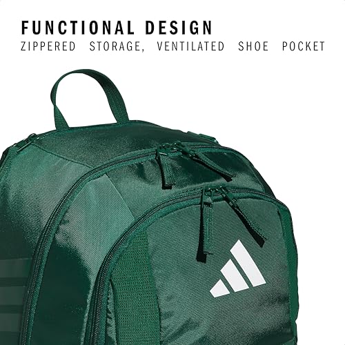 adidas Stadium 4 Soccer Backpack – Team Sports Bag with Ball Pocket, 36L - color: Dark Green