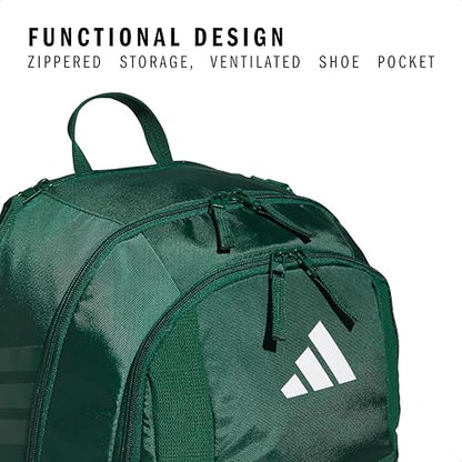 adidas Stadium 4 Soccer Backpack – Team Sports Bag with Ball Pocket, 36L - color: Dark Green