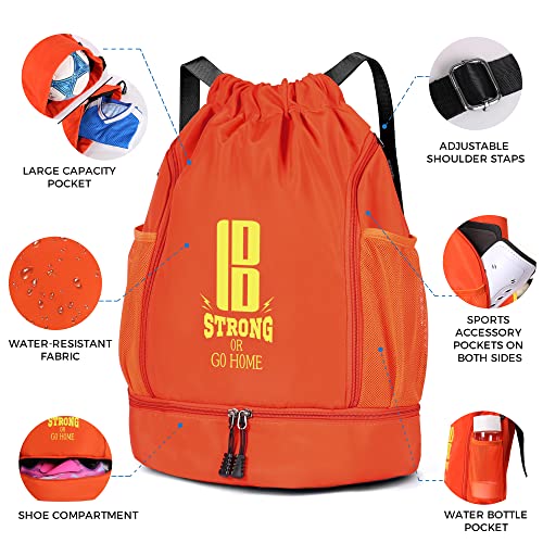 brooman Youth Soccer Bags Boys Girls Backpack for Soccer Basketball Volleyball & Football with Ball Compartment - color: Orange