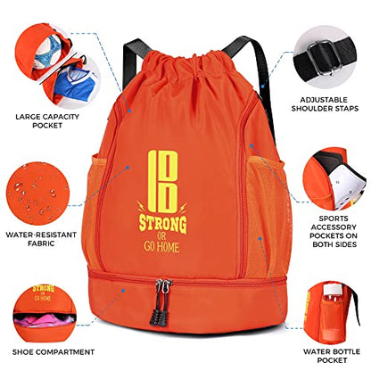 brooman Youth Soccer Bags Boys Girls Backpack for Soccer Basketball Volleyball & Football with Ball Compartment - color: Orange