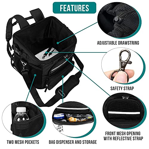 PetAmi Dog Bike Basket, Soft-Sided Ventilated Dog Bike Carrier Backpack, Pet Bicycle Basket for Bike Handlebar, Small Medium Puppy Cat Kitten Car Booster Seat with Safety Strap, Max 18 lbs, Black - color: Black