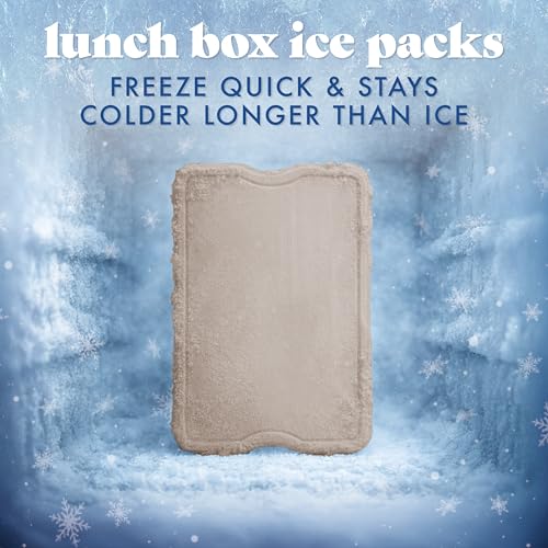 Cool Coolers by Fit & Fresh 4 Pack XL Slim Ice Packs, Quick Freeze Space Saving Reusable Ice Packs for Lunch Boxes or Coolers - color: Taupe (4 Pack)