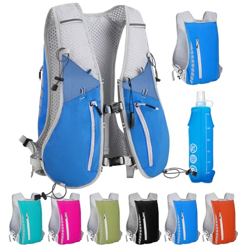 Hydration Running Vest for Women Men,Lightweight Breathable Reflective Hydration Pack with 500ml Water Bottle,Hydration Vest Pack Backpack for Hiking,Camping,Trail Running,Cycling,Race,Marathon - color: 673RV-Blue