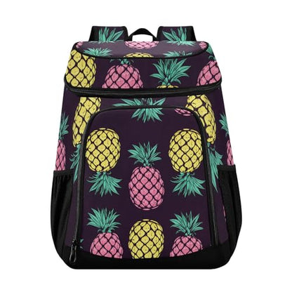 Tropical Pineapples Fruits Cooler Backpack Insulated Leak Proof Beach Cooler Bag Soft Lunch Picnic Hiking Camping Backpack Cooler - color: silver4
