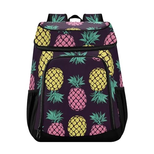 Tropical Pineapples Fruits Cooler Backpack Insulated Leak Proof Beach Cooler Bag Soft Lunch Picnic Hiking Camping Backpack Cooler - color: silver4