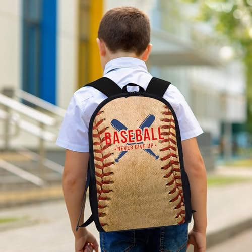 Baseball Backpack Set for School,17 Inch Casual Back to School Bags with Lunch Box, Kids Daypack Bags and Pencil Case Set for Teens Boys Men Students - color: Old-fashion Baseball