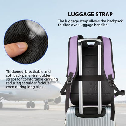 Goloni Laptop Backpack for Men Women, 17 Inch Travel Backpack with USB Charging Port, Water Resistant Lightweight Backpack with Compartments, 30L Casual Daypack,Purple - color: Purple