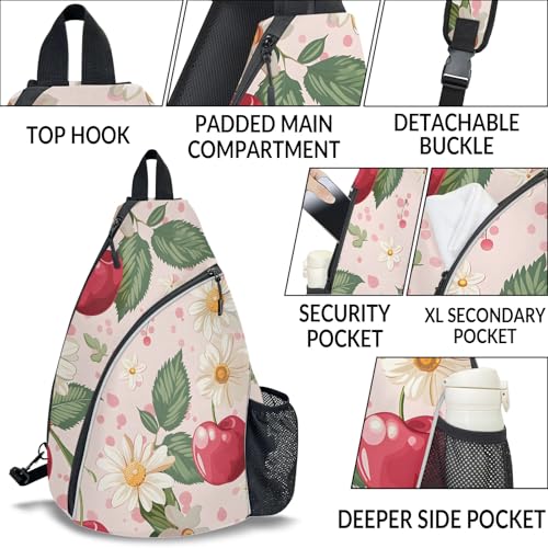Pickleball Bag for Women Men Adjustable Crossbody Sling Backpack Hold Pickleball Paddle Water Bottle - color: Multicolor 17