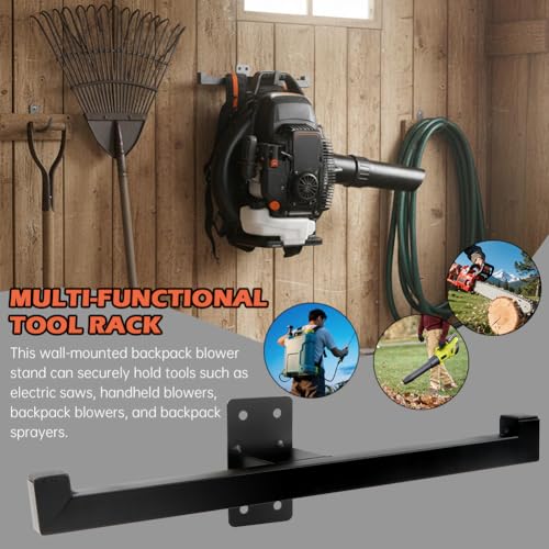 Backpack Leaf Blower Hanger, Heavy Duty Wall Mount Storage Holder for Backpack Blower, Sprayer, Chainsaw & Tacticals Gear, Garage Organizer Wall Mount Stand